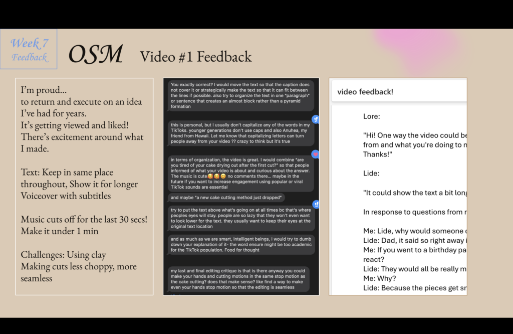 This shows a summary of feedback from friends and classmates.